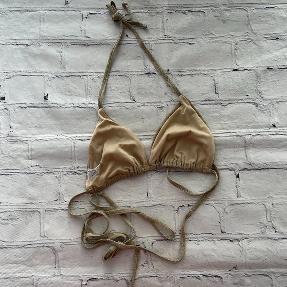 ASOS Design Mix and Match Glitter Bikini Top size 6 wrap around gold sparkle - Picture 3 of 6